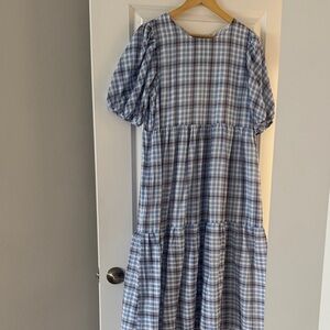 English Factory Blue and White women dress. Size L
